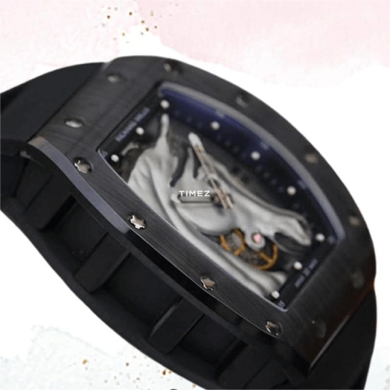 Richard Mille,Tourbillon 40x50mm,40x50mm,Titanium,Silver,Skeleton,Handwound,Tourbillon,Tonneau,RM 52,RM 52-02 Silver Horse