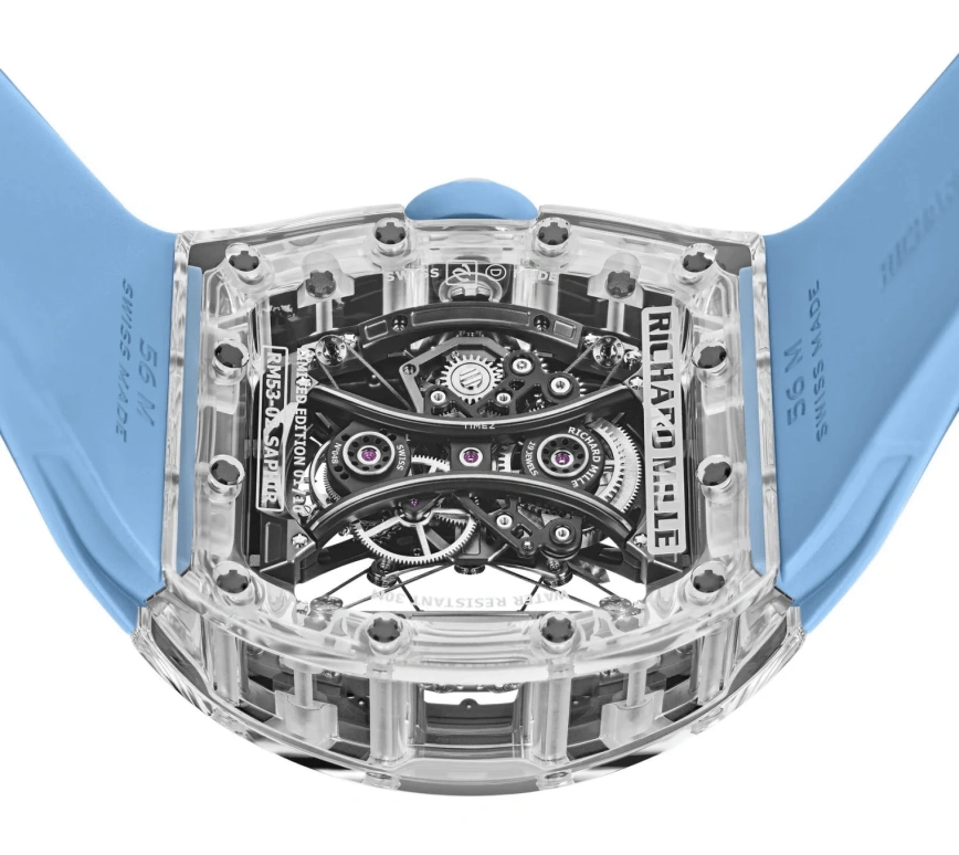 Richard Mille,Tourbillon 42.70x50.50mm,42.70x50.50mm,Crystal,Transparent,Handwound,Tourbillon,Sapphire,RM 53,RM 53-02 TOURBILLON SAPPHIRE