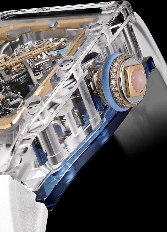 Richard Mille,Tourbillon 32.90x46.75mm,32.90x46.75mm,Sapphire,Silver,Handwound,Tourbillon,65hours,RM 75,RM 75-01 Flying Tourbillon Sapphire Blue