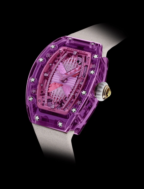 Richard Mille,Not Tourbillon 46.75x32.90mm,46.75x32.90mm,Sapphire,Purple,Automatic,50hours,In-house Caliber,RM 07,RM 07-02 Sapphire Lilac