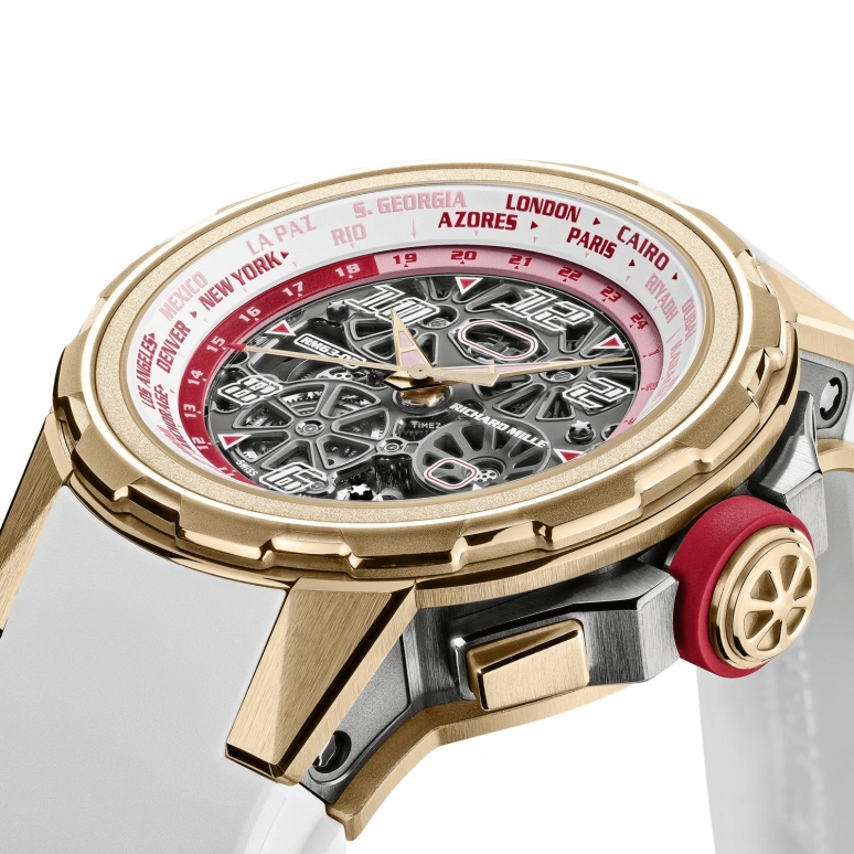 Richard Mille,Not Tourbillon 47mm,47mm,Titanium,Red Gold,White,Grey,Automatic,World Time,Big Date,Function Selector,RM 63,RM 63-02 TI RG