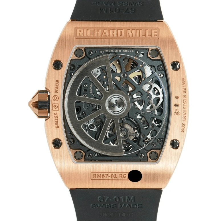 Richard Mille,Not Tourbillon 38.70x47.52mm,38.70x47.52mm,Rose Gold,Skeleton,Black,Automatic,Day,Function Selector,Vinicius Junior,RM 67,RM 67-01 RG