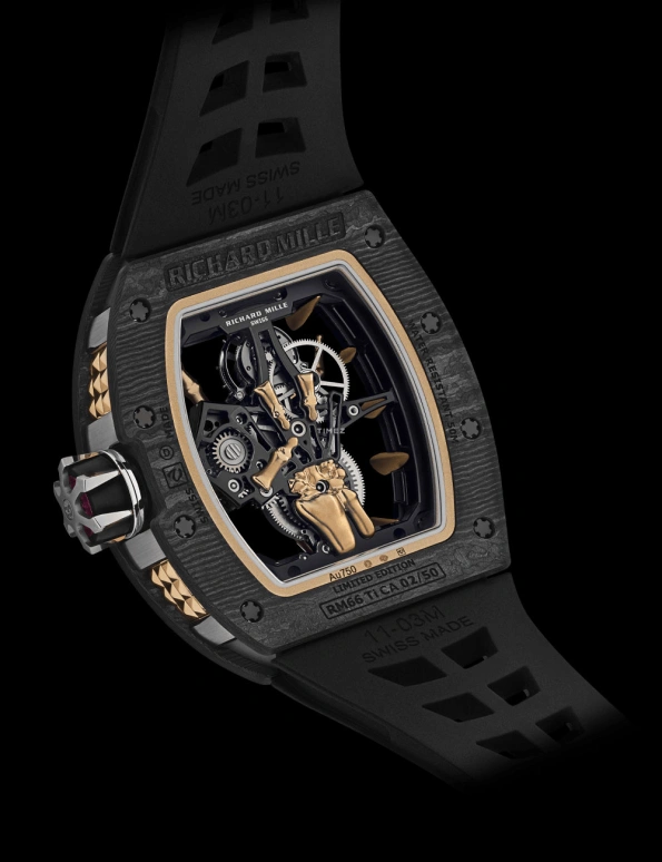 Richard Mille,Tourbillon 42.70x49.94mm,42.70x49.94mm,Carbon TPT,Titanium,Stainless Steel,Red Gold,Skeleton,Handwound,Tourbillon,Tonneau,Saul Alvarez,Canelo,RM 66 NTPT