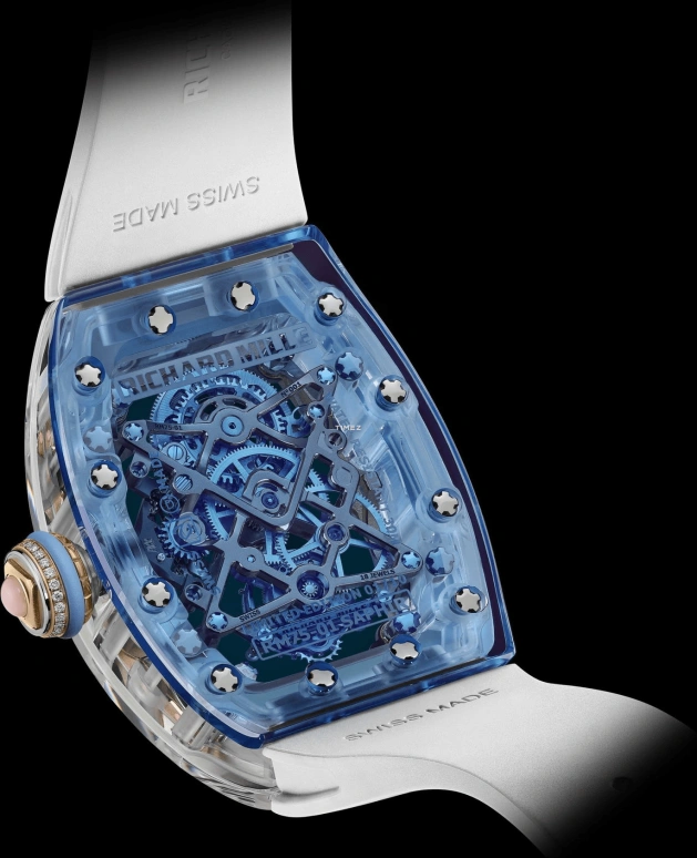 Richard Mille,Tourbillon 32.90x46.75mm,32.90x46.75mm,Sapphire,Silver,Handwound,Tourbillon,65hours,RM 75,RM 75-01 Flying Tourbillon Sapphire Blue