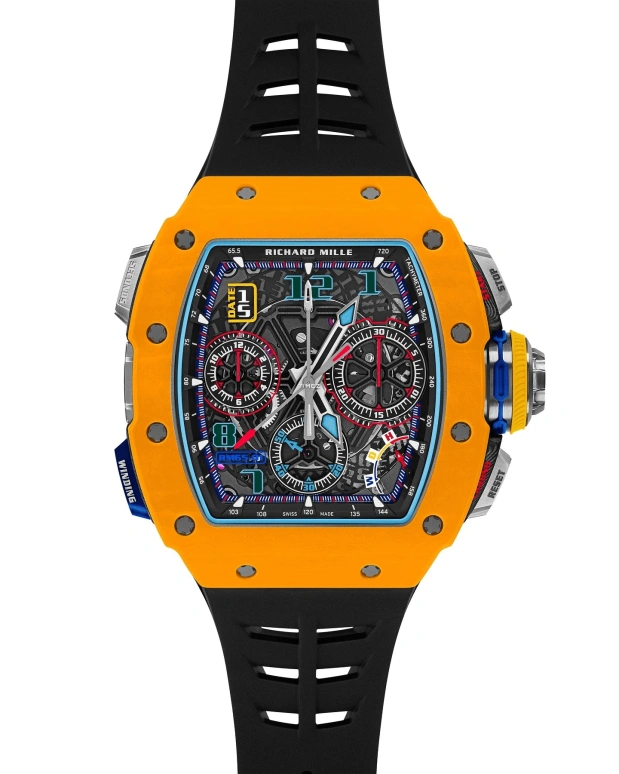 Richard Mille,Not Tourbillon 44.50x49.94mm,44.50x49.94mm,Quartz TPT,Skeleton,Automatic,Chronograph,Day,Flyback,Rattrapante,In-house Caliber,Sapphire,Crystal Glass,Steve Harvey,RM 65,RM 65-01 DARK YELLOW