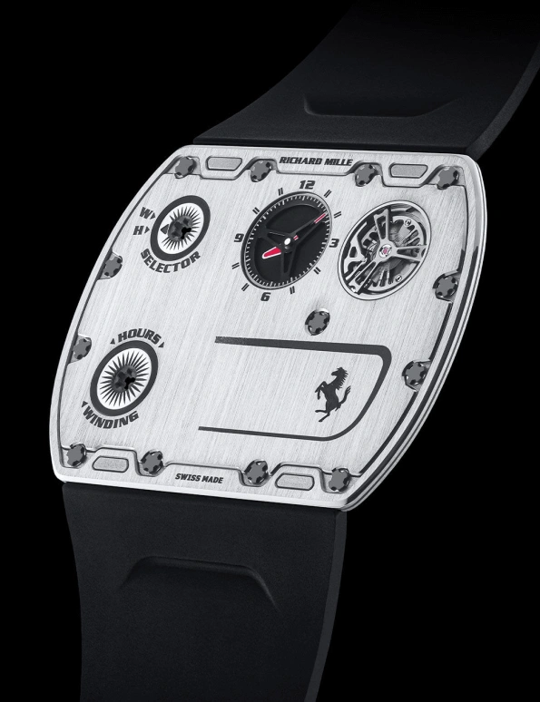 Richard Mille,Not Tourbillon 39x51mm,39x51mm,Titanium,Grey,Handwound,Function Selector,45hours,Pharrell Williams,Jackie Chan,JJ Lin,RM UP,RM UP-01 FERRARI TI