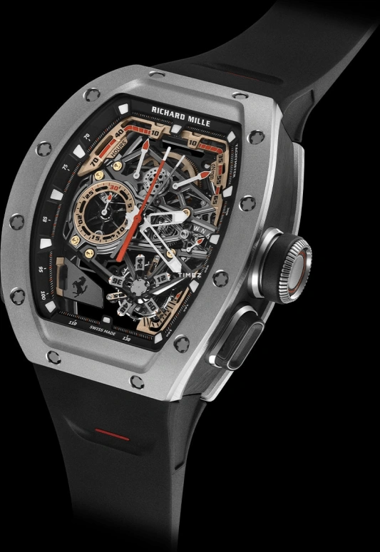 Richard Mille,Tourbillon 42.90mm,42.90mm,Titanium,Skeleton,Handwound,Chronograph,Power Reserve Indicator,Tourbillon,Rattrapante,70hours,In-house Caliber,RM 43,RM 43-01 FERRARI TI