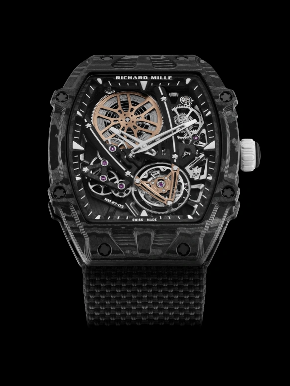 Richard Mille,Tourbillon ,Carbon TPT,Skeleton,Black,Handwound,Tourbillon,Anti-magnetic,Rafael Nadal,RM 27,RM 27-05