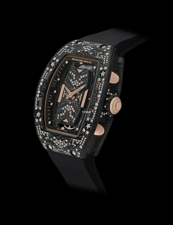 Richard Mille,Not Tourbillon 31.40x45.66mm,31.40x45.66mm,NTPT,Rose Gold,Black,Automatic,50hours,In-house Caliber,Yeoh Choo Kheng,Michelle Yeoh,RM 07,RM 07-01 MISTY NIGHT