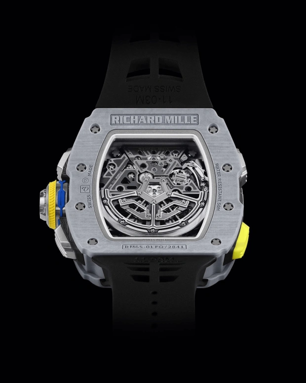 Richard Mille,Not Tourbillon 49.94x44.50mm,49.94x44.50mm,Quartz TPT,Skeleton,Automatic,Chronograph,Day,Flyback,Rattrapante,In-house Caliber,Sapphire,Crystal Glass,RM 65,RM 65-01 GREY