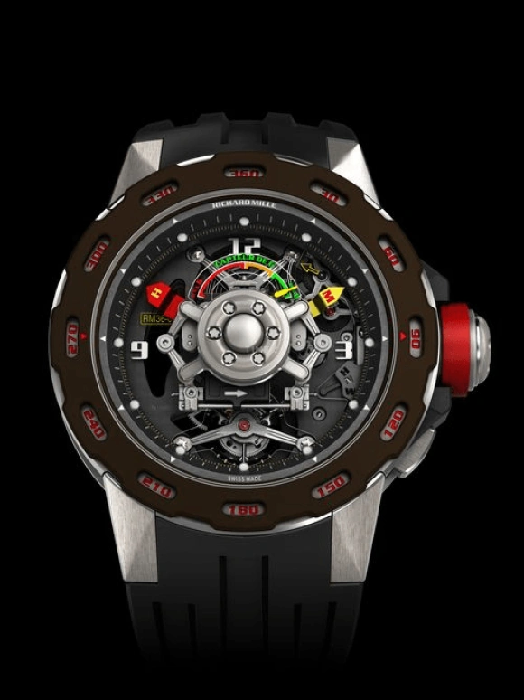 Richard Mille,Tourbillon 47.70mm,47.70mm,Ceramic,Titanium,Carbon TPT,Skeleton,Handwound,Power Reserve Indicator,Tourbillon,Function Selector,RM 36,RM 36-01 Tourbillon G-sensor