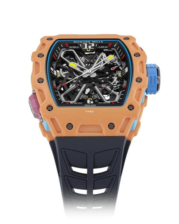 Richard Mille,Not Tourbillon 43.15x49.95mm,43.15x49.95mm,Quartz TPT,Carbon TPT,Black,Automatic,Function Selector,55hours,RM 35,RM 35-03 Rafael Nadal salmon