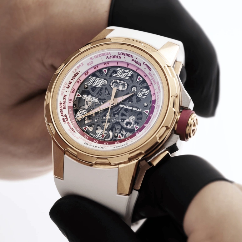 Richard Mille,Not Tourbillon 47mm,47mm,Titanium,Red Gold,White,Grey,Automatic,World Time,Big Date,Function Selector,RM 63,RM 63-02 TI RG