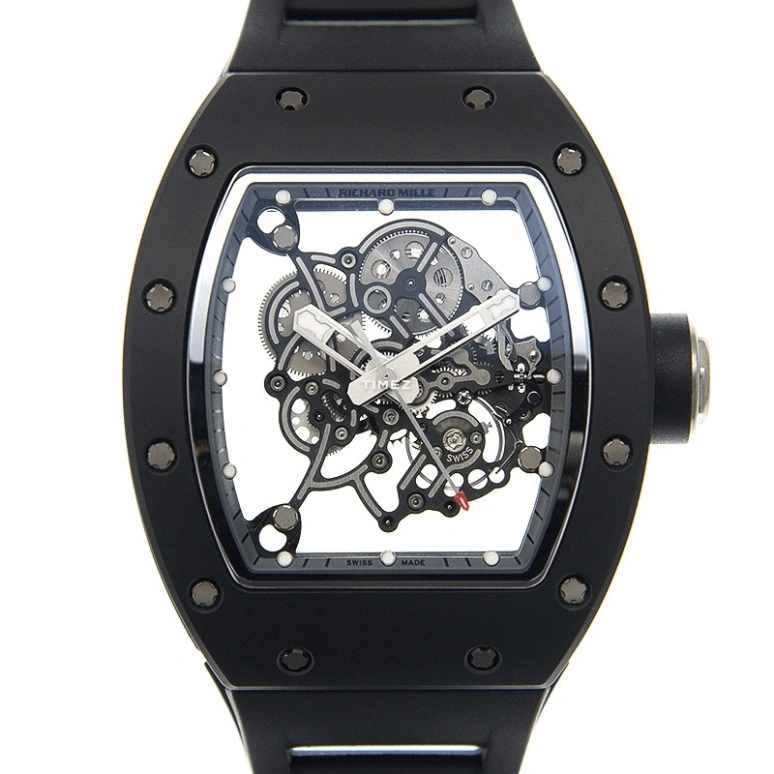Richard Mille,Not Tourbillon 49.90x42.70mm,49.90x42.70mm,ATZ,Skeleton,Handwound,Tonneau,RM 055 Bubba Watson BLACK