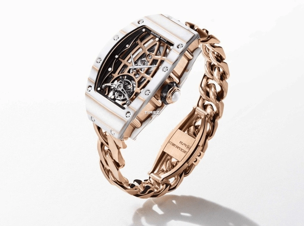 Richard Mille,Tourbillon 52.63x34.40mm,52.63x34.40mm,Quartz TPT,Red Gold,Rose Gold,Automatic,Tourbillon,50hours,RM 74,RM 74-02 WHITE RG CHAIN
