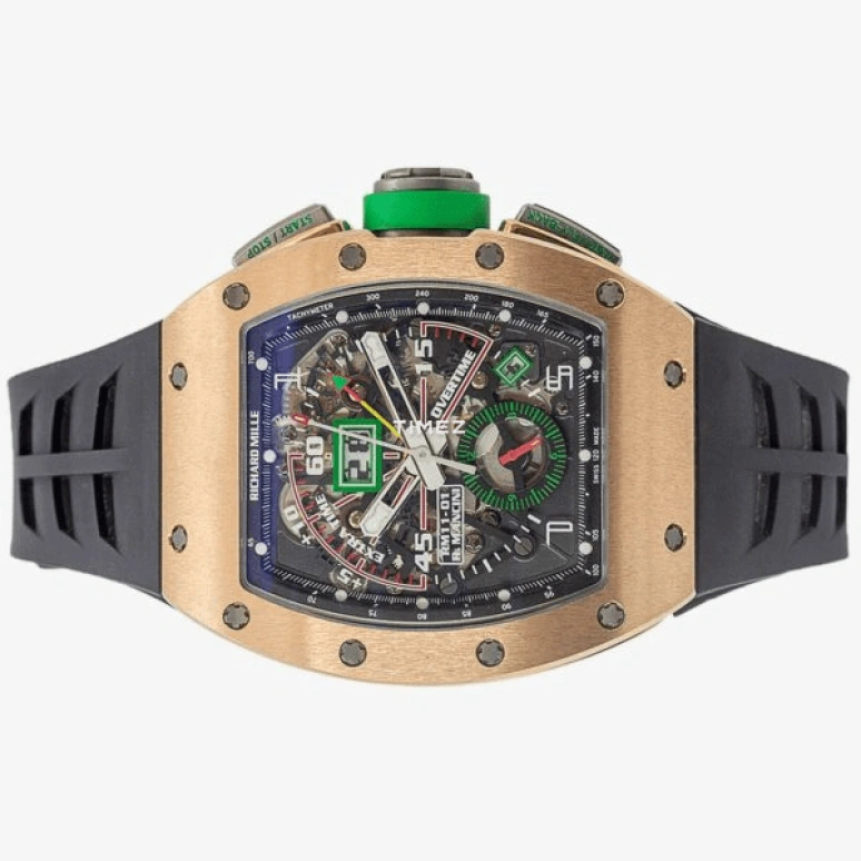 Richard Mille,Not Tourbillon 42.70x50mm,42.70x50mm,Rose Gold,Skeleton,Automatic,Chronograph,Month,Flyback,Big Date,50hours,In-house Caliber,RM 11,RM 11-01 Mancini Edition RG