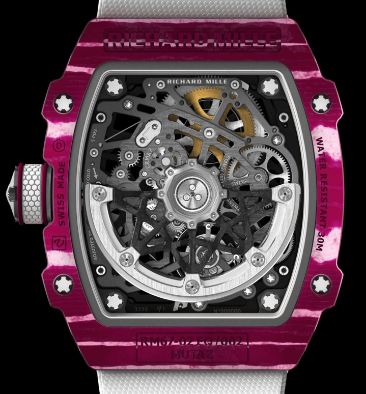 Richard Mille,Not Tourbillon 38.70x47.52mm,38.70x47.52mm,NTPT,Skeleton,Automatic,50hours,In-house Caliber,Karim Benzema,Lando Norris,RM 67,RM 67-02 Mutaz Barshim