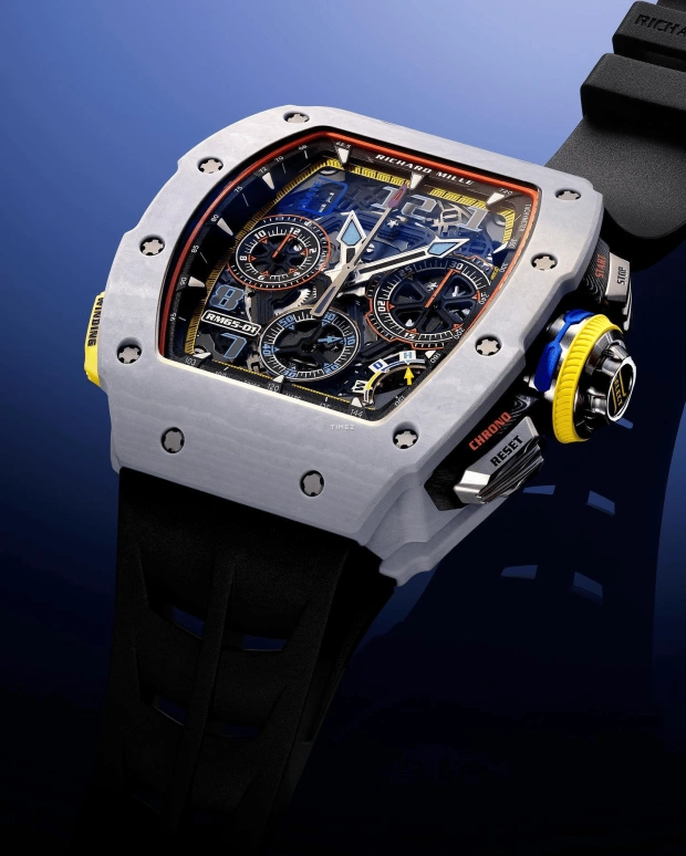Richard Mille,Not Tourbillon 49.94x44.50mm,49.94x44.50mm,Quartz TPT,Skeleton,Automatic,Chronograph,Day,Flyback,Rattrapante,In-house Caliber,Sapphire,Crystal Glass,RM 65,RM 65-01 GREY