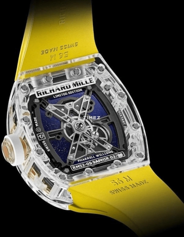 Richard Mille,Tourbillon 42.35x49.94mm,42.35x49.94mm,Sapphire,Multi-Color,Handwound,Tourbillon,In-house Caliber,Pharrell Williams,Anant Ambani,RM 52,RM 52-05 Sapphire