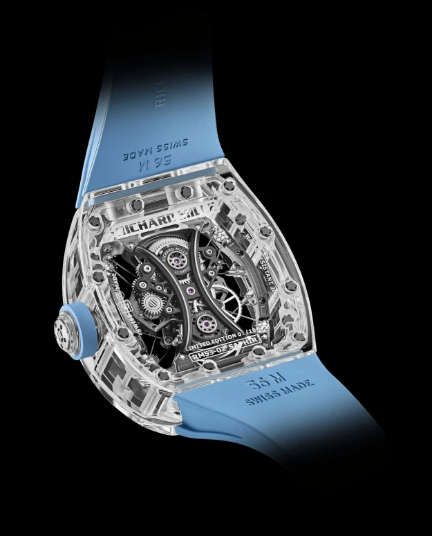 Richard Mille,Tourbillon 42.70x50.50mm,42.70x50.50mm,Crystal,Transparent,Handwound,Tourbillon,Sapphire,RM 53,RM 53-02 TOURBILLON SAPPHIRE