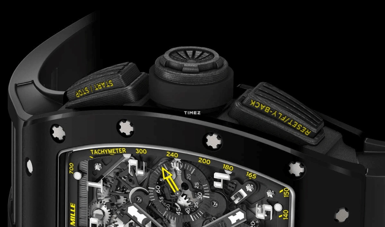 Richard Mille,Not Tourbillon 50x40mm,50x40mm,Ceramic,Skeleton,Automatic,Chronograph,Month,Day,Flyback,Sapphire,Tonneau,RM 011 Yellow Flash