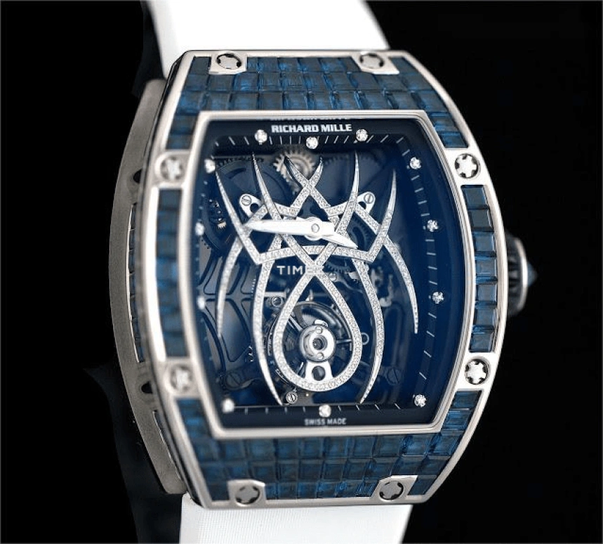 Richard Mille,Tourbillon 38.30x46.40mm,38.30x46.40mm,White Gold,Skeleton,Handwound,Tourbillon,Sapphire,RM 19,RM 19-01 WG T-DI BLUE