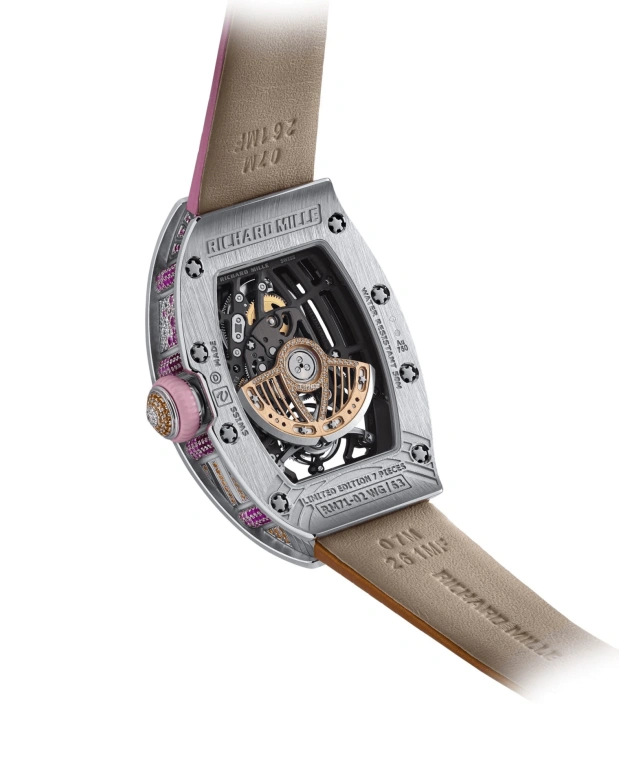 Richard Mille,Tourbillon 52.20x34.40mm,52.20x34.40mm,White Gold,Multi-Color,Handwound,Tourbillon,Diamonds,RM 71,RM 71-02 Talisman DI-PINK/YELLOW