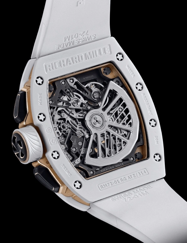 Richard Mille,Not Tourbillon 38.40x47.34mm,38.40x47.34mm,Ceramic,Rose Gold,Black,Automatic,Chronograph,Day,Flyback,Function Selector,50hours,In-house Caliber,RM 72,RM 72-01 Lifestyle Flyback WHITE CE