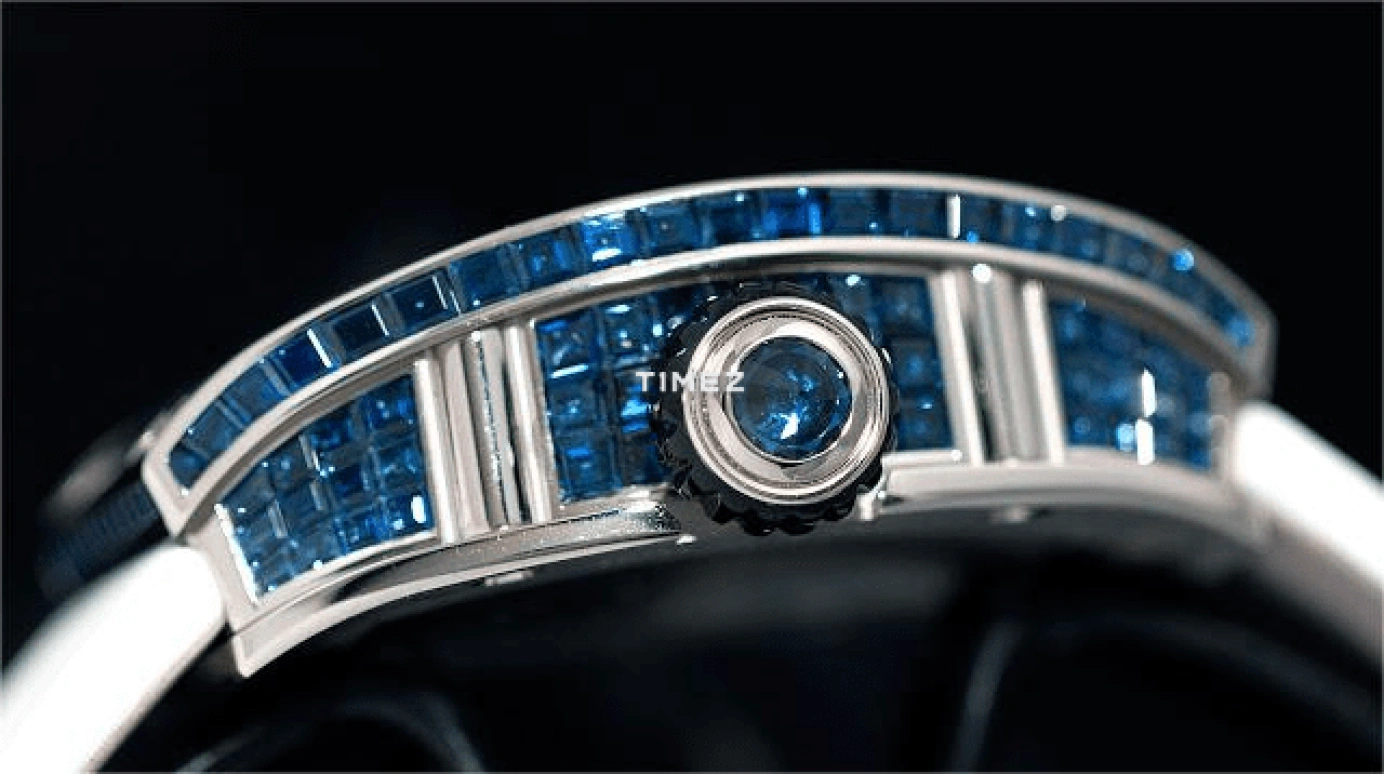 Richard Mille,Tourbillon 38.30x46.40mm,38.30x46.40mm,White Gold,Skeleton,Handwound,Tourbillon,Sapphire,RM 19,RM 19-01 WG T-DI BLUE