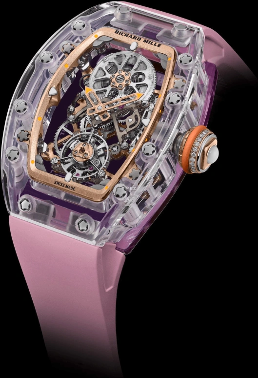 Richard Mille,Tourbillon 32.90x46.75mm,32.90x46.75mm,Sapphire,Silver,Handwound,Tourbillon,65hours,RM 75,RM 75-01 Flying Tourbillon Sapphire Pink