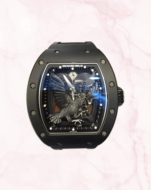 Richard Mille,Tourbillon 47.20x50mm,47.20x50mm,Ceramic,Black,Handwound,Tourbillon,Tonneau,RM 57,RM 57-02 Falcon Black Ceramic