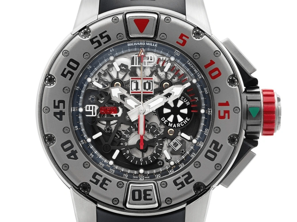 Richard Mille,Not Tourbillon 50mm,50mm,Titanium,Skeleton,Automatic,Chronograph,Annual Calendar,Month,Day,In-house Caliber,Sapphire,Sylvester Stallone,Sly,RM 032 Flyback Chronograph TI