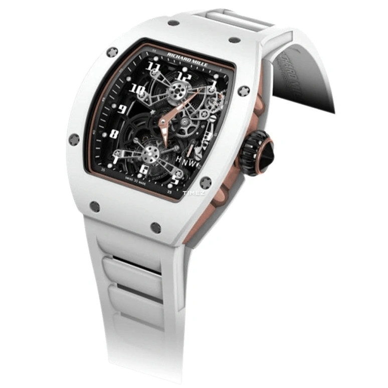 Richard Mille,Tourbillon 40.10x48.15mm,40.10x48.15mm,Ceramic,Rose Gold,Silver,Handwound,Power Reserve Indicator,Tourbillon,Function Selector,RM 17,RM 17-01 CE/RG WHITE