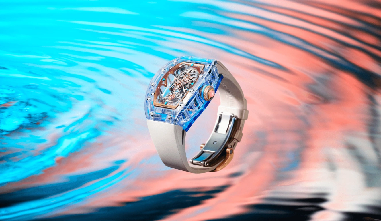 Richard Mille,Tourbillon 32.90x46.75mm,32.90x46.75mm,Sapphire,Silver,Handwound,Tourbillon,65hours,RM 75,RM 75-01 Flying Tourbillon Sapphire Blue