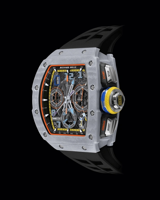 Richard Mille,Not Tourbillon 49.94x44.50mm,49.94x44.50mm,Quartz TPT,Skeleton,Automatic,Chronograph,Day,Flyback,Rattrapante,In-house Caliber,Sapphire,Crystal Glass,RM 65,RM 65-01 GREY
