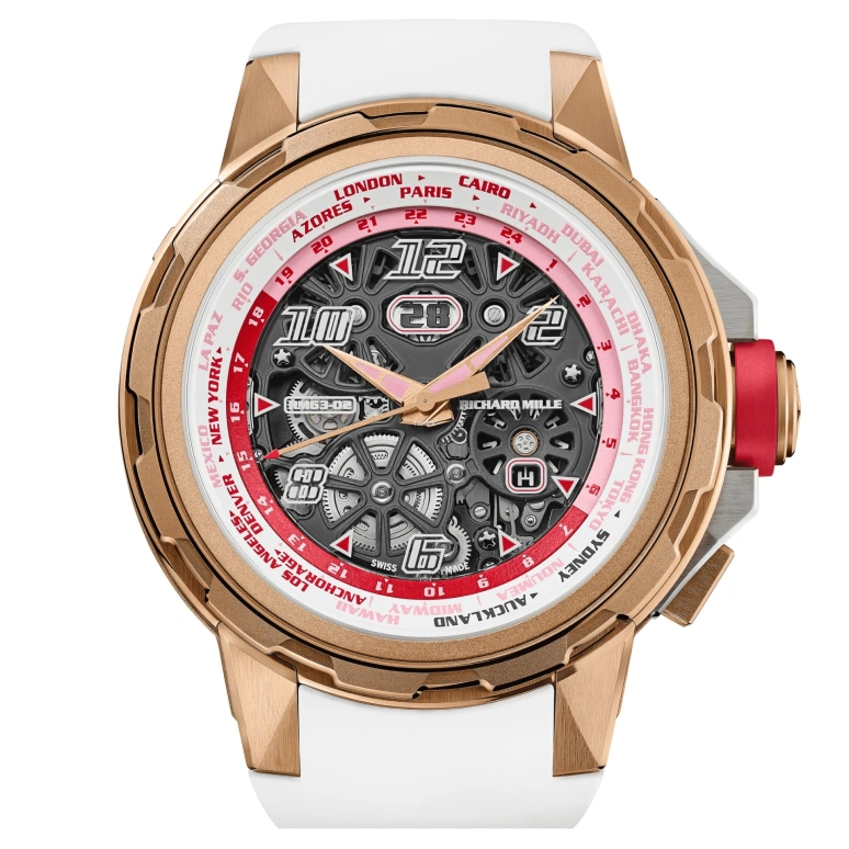 Richard Mille,Not Tourbillon 47mm,47mm,Titanium,Red Gold,White,Grey,Automatic,World Time,Big Date,Function Selector,RM 63,RM 63-02 TI RG
