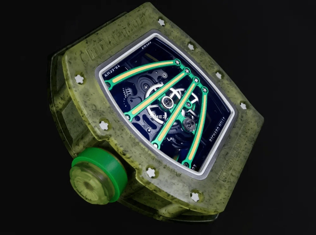 Richard Mille,Tourbillon 50.24x42.70mm,50.24x42.70mm,Aluminium,Titanium,Peek,Green,Handwound,Yeoh Choo Kheng,Michelle Yeoh,RM 59,RM 59-01 Tourbillon Yohan Blake