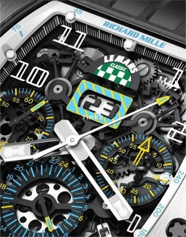 Richard Mille,Not Tourbillon 50x42.70mm,50x42.70mm,Titanium,Skeleton,Automatic,Chronograph,Month,Day,Flyback,Sapphire,Tonneau,RM 011 Le Mans Classic BLUE