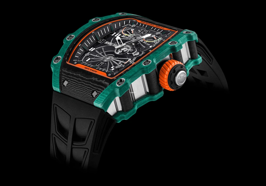 Richard Mille,Tourbillon 42.68x50.12mm,42.68x50.12mm,Quartz TPT,Carbon TPT,Titanium,Skeleton,Handwound,Power Reserve Indicator,Function Selector,Torque Indicator,RM 21,RM 21-02 Tourbillon Aerodyne NTPT