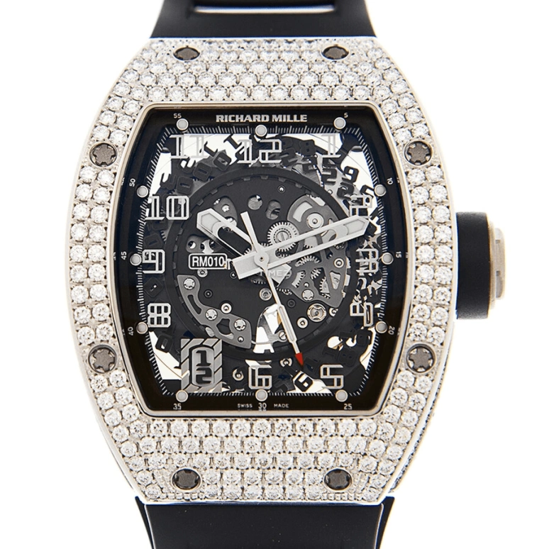 Richard Mille,Not Tourbillon 39x48mm,39x48mm,White Gold,Skeleton,Automatic,Day,Sapphire,RM 010 WG DI,RM 010 WG DI-CASE