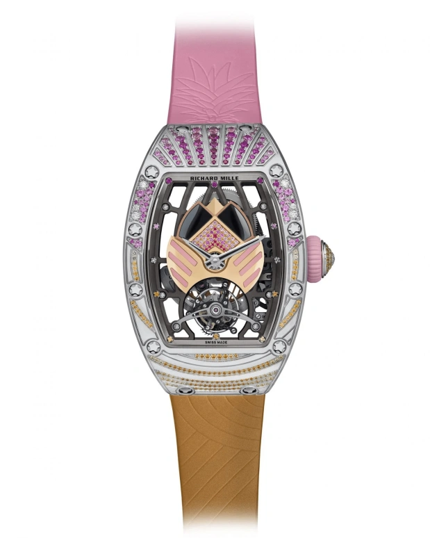 Richard Mille,Tourbillon 52.20x34.40mm,52.20x34.40mm,White Gold,Multi-Color,Handwound,Tourbillon,Diamonds,RM 71,RM 71-02 Talisman DI-PINK/YELLOW