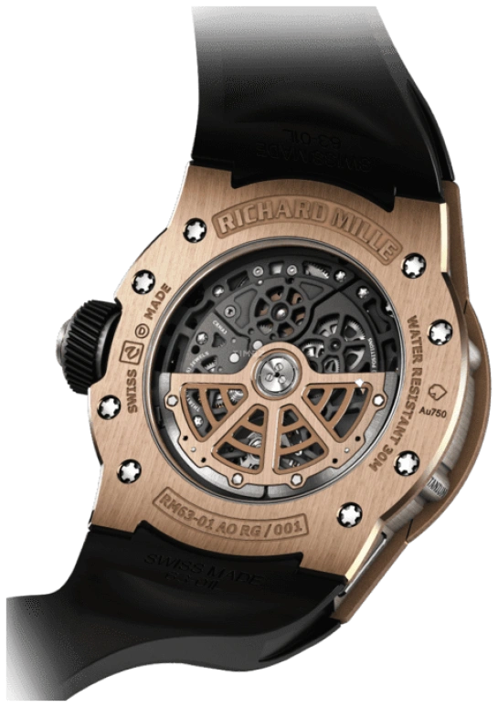 Richard Mille,Not Tourbillon 42.70mm,42.70mm,Gold,Titanium,Skeleton,Automatic,50hours,In-house Caliber,RM 63,RM 63-01
