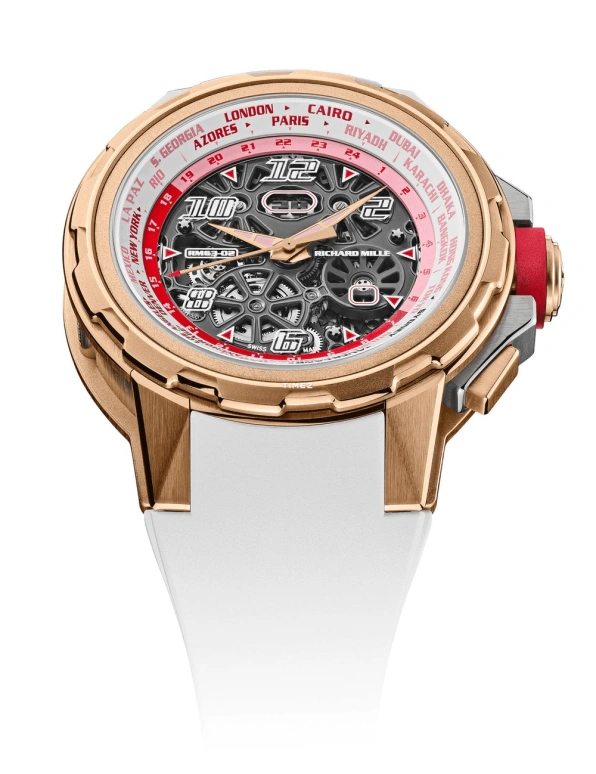 Richard Mille,Not Tourbillon 47mm,47mm,Titanium,Red Gold,White,Grey,Automatic,World Time,Big Date,Function Selector,RM 63,RM 63-02 TI RG