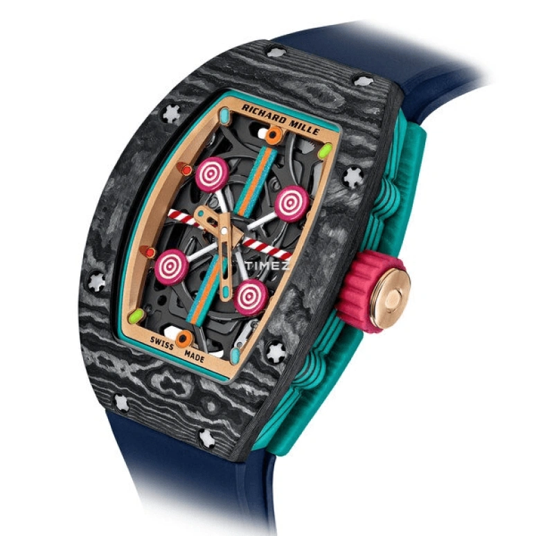 Richard Mille,Not Tourbillon 45.32x32.30mm,45.32x32.30mm,NTPT,Skeleton,Multi-Color,Automatic,50hours,In-house Caliber,RM 07,RM 07-03 MYRTILLE