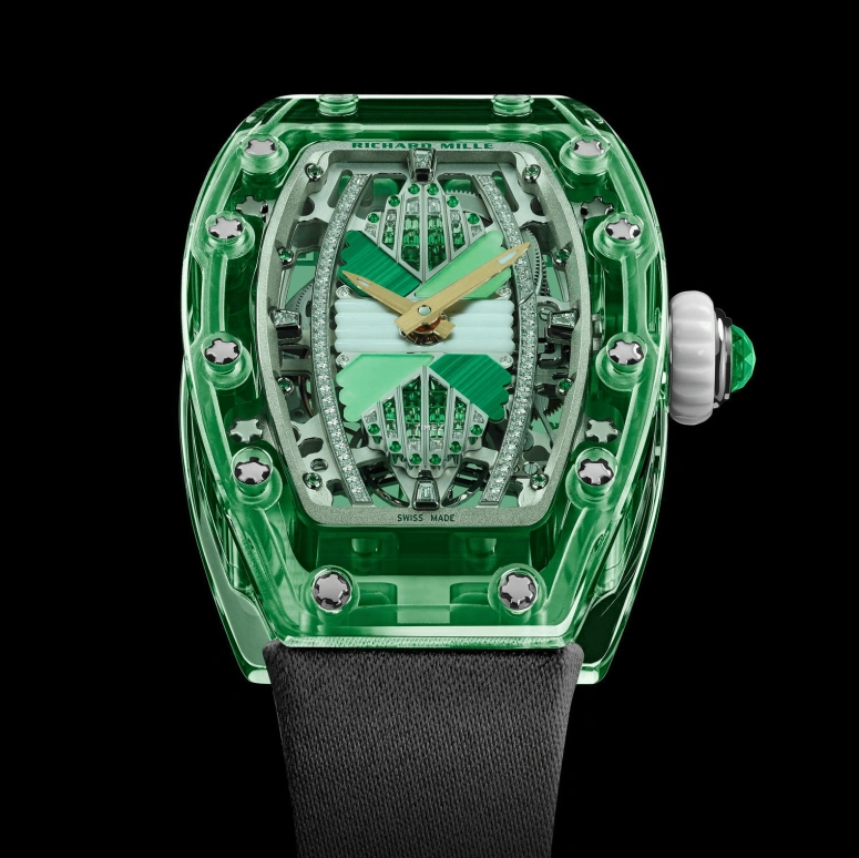 Richard Mille,Not Tourbillon 46.75x32.90mm,46.75x32.90mm,Sapphire,Green,Automatic,50hours,In-house Caliber,RM 07,RM 07-02 Sapphire Green Limited