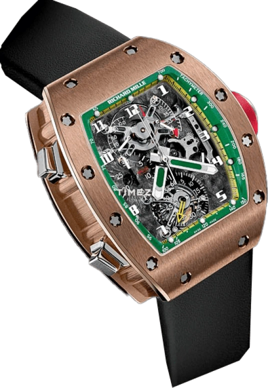 Richard Mille,Not Tourbillon 39.70x48mm,39.70x48mm,Rose Gold,Skeleton,Handwound,Chronograph,Power Reserve Indicator,Rattrapante,RM 008,RM 008-V2 Felipe Massa
