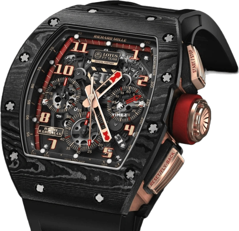 Richard Mille,Not Tourbillon 50x40mm,50x40mm,Rose Gold,NTPT,Skeleton,Automatic,Chronograph,Month,Flyback,Big Date,Sapphire,Tonneau,RM 011 LOTUS F1 NTPT,RM 011 LOTUS F1 NTPT/RG