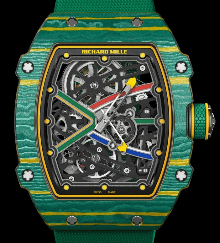 Richard Mille,Not Tourbillon 38.70x47.52mm,38.70x47.52mm,Carbon TPT,Skeleton,Automatic,50hours,In-house Caliber,Karim Benzema,Jayson Tatum,Taco Jay,RM 67,RM 67-02 Wayde Van Niekerk