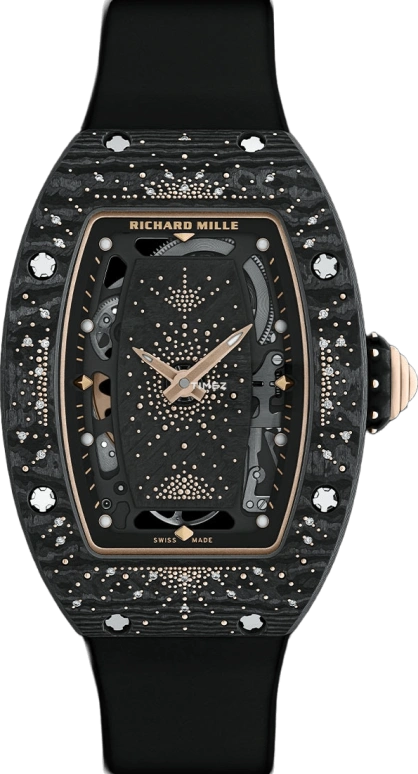 Richard Mille,Not Tourbillon 31.40x45.66mm,31.40x45.66mm,NTPT,Rose Gold,Black,Automatic,50hours,In-house Caliber,RM 07,RM 07-01 DARK NIGHT