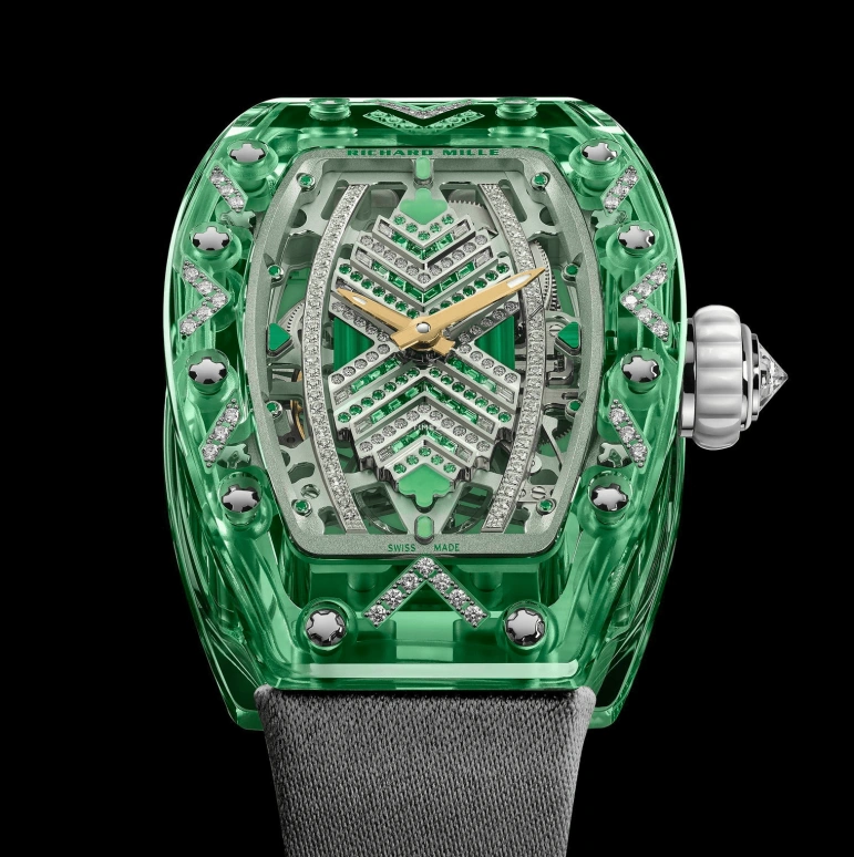 Richard Mille,Not Tourbillon 32.90x46.75mm,32.90x46.75mm,Sapphire,Green,Automatic,50hours,In-house Caliber,RM 07,RM 07-02 Sapphire Green Set